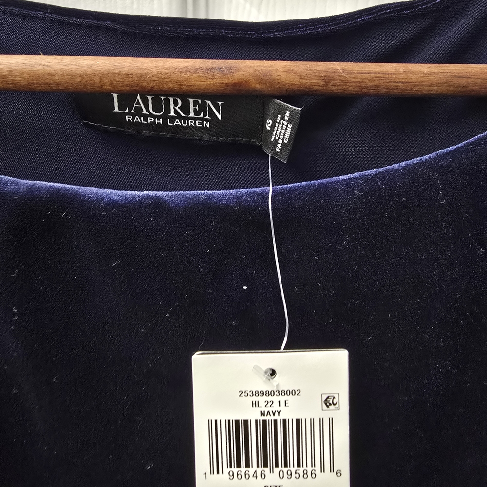 Ralph Lauren Navy Blue Velvet Dress. NWT! - Picture 2 of 12